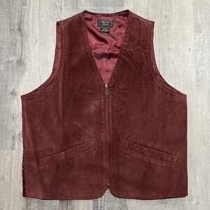 VTG Personal Choice Men’s Leather Maroon Red Waist Coat Full Zip 80s/90s Vest L